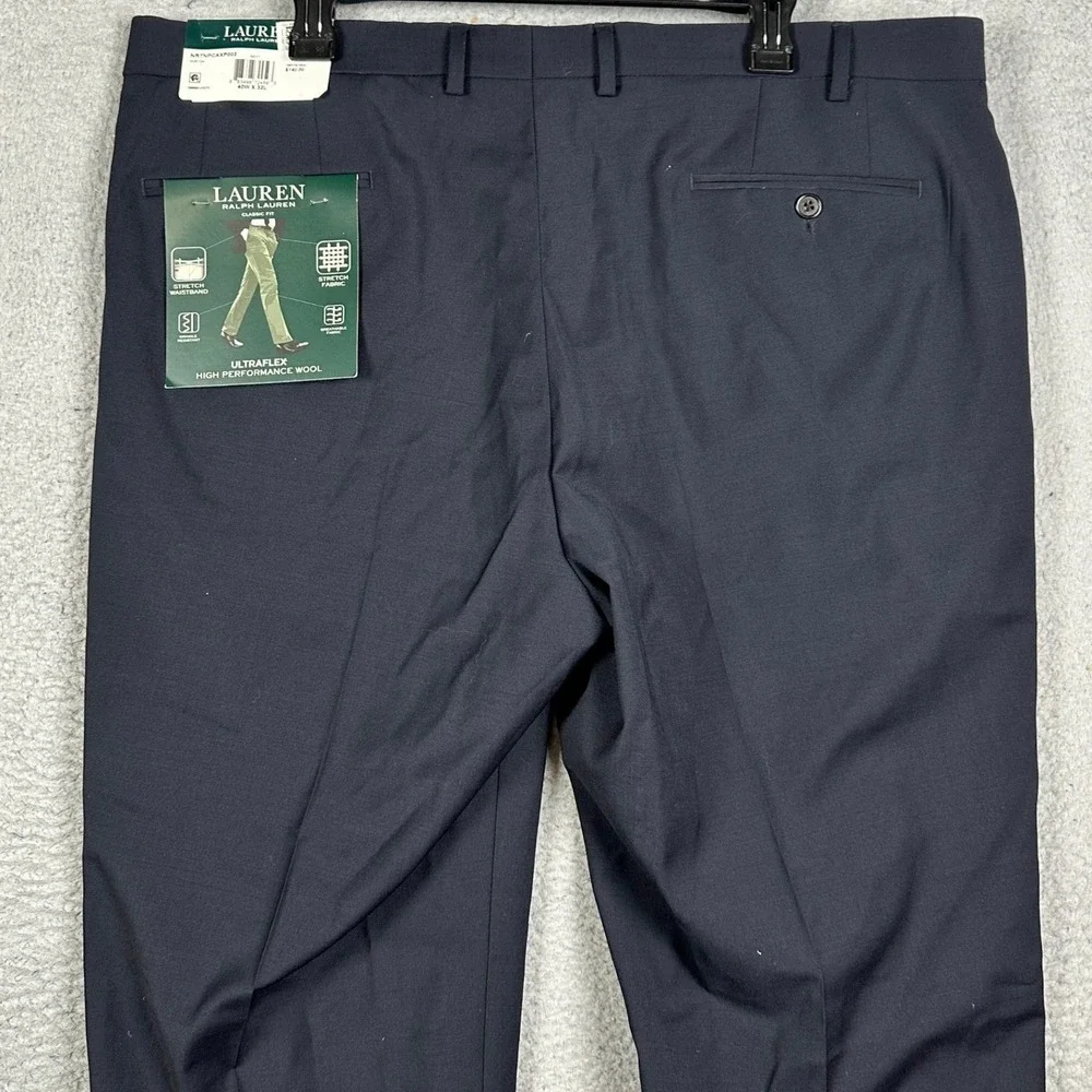 NEW Lauren Ralph Lauren Norton Wool Blend Pants Mens 40X32 Navy Ultraflex Dress